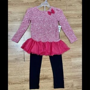 Bobbie Brooks Long Sleeve Tulle Tunic-Legging Set